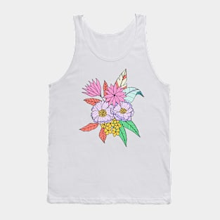 Colorful tropical flowers in coral pink Tank Top